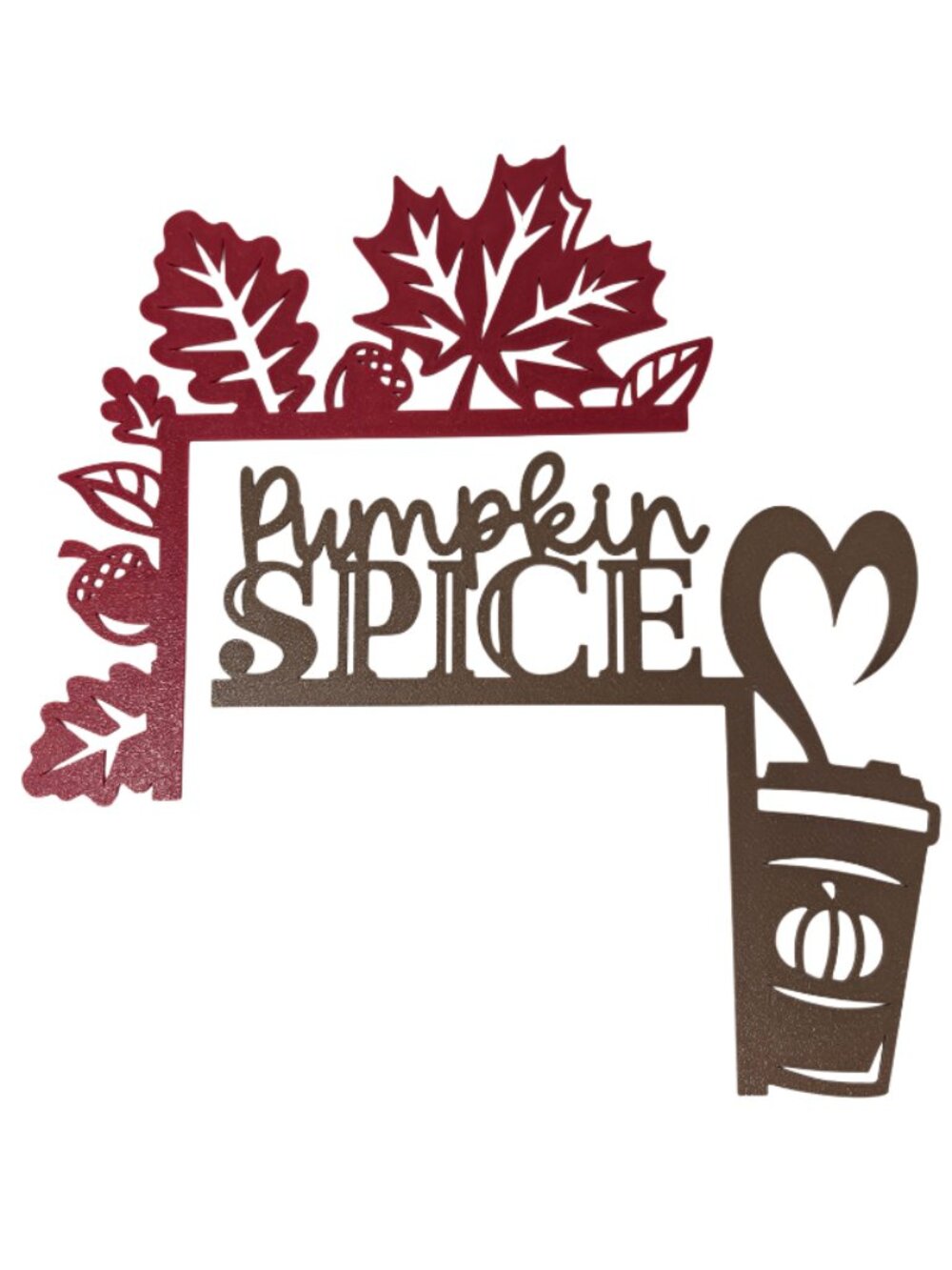 New 3D Printed 9" Pumpkin Spice Red Fall Leaves Set 2 Door Corners Autumn Decor